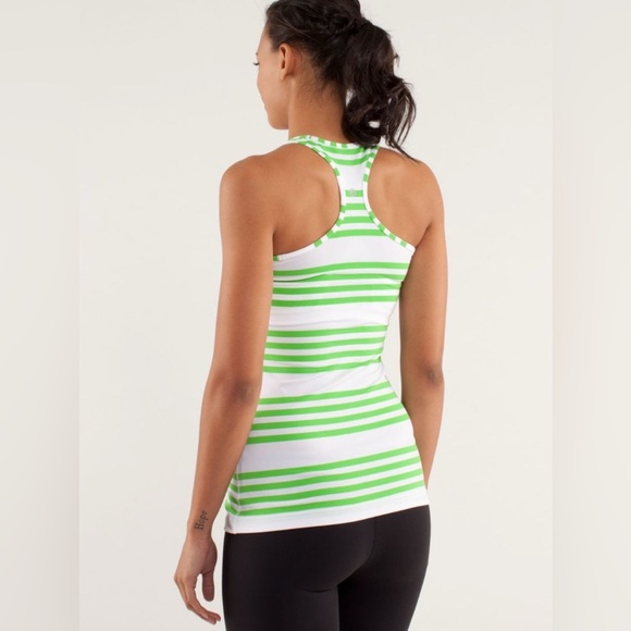 Women’s Lululemon Cool Racerback Striped Tank Top Ocean Stripe Frond Size 2 - Picture 2 of 16